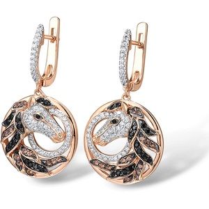 Chocolate Diamond Mustang Horse Earrings